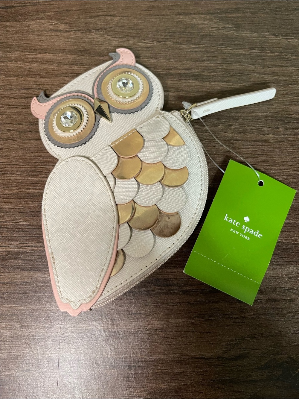 Kate Spade Owl Coin Purse - Pink, Cream, Gold